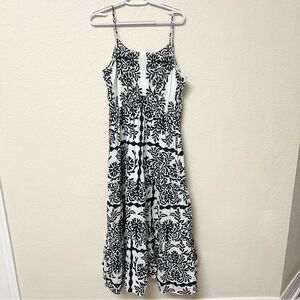 NWT C&C California Tiered Maxi Dress Strappy Black White Women’s Size L